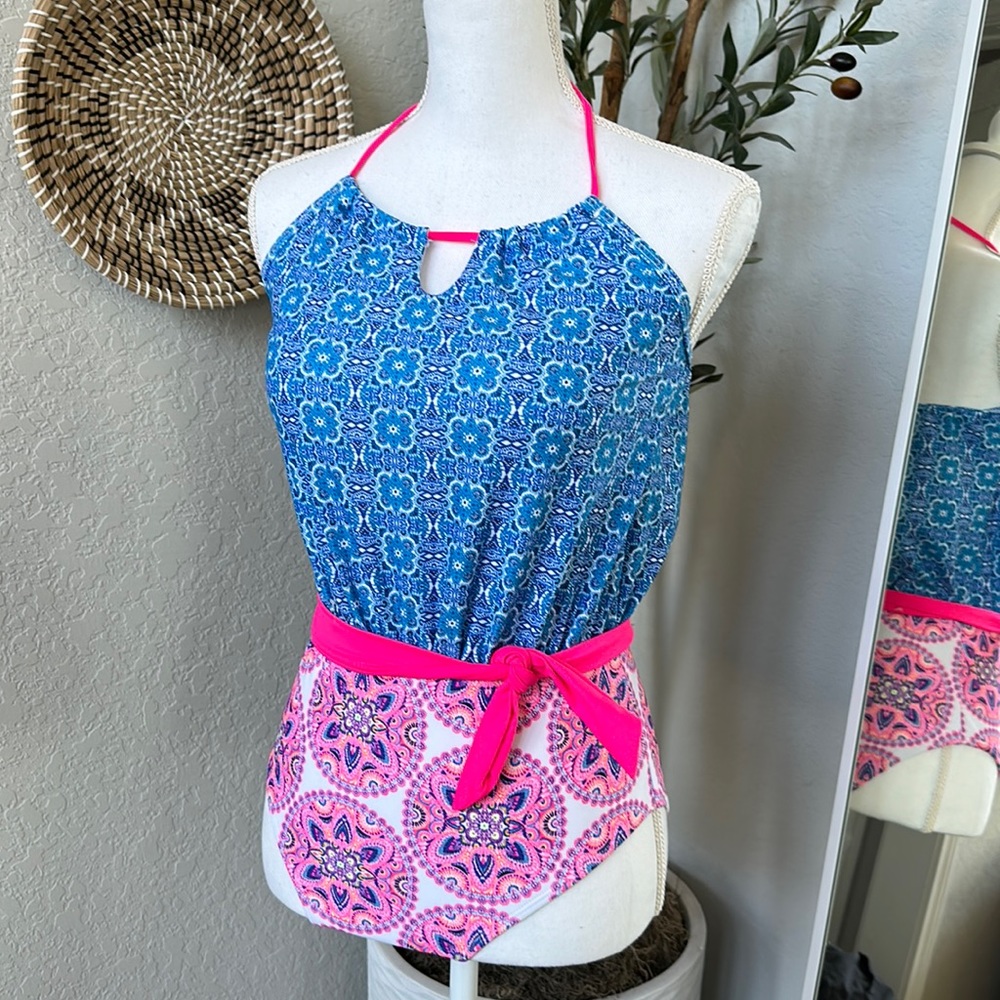 Nicole Miller New York Abstract Paisley Printed One Piece Swimsuit NEW Size M - Picture 3 of 8